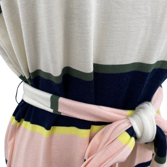 Banana Republic Dress Size Small Knit Striped Color Block Midi Pink Multi - Picture 4 of 9